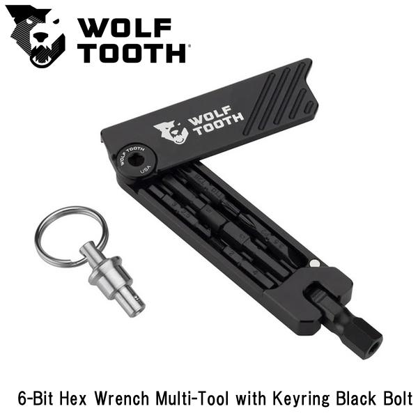 WOLF TOOTH ウルフトゥース 6-Bit Hex Wrench Multi-Tool with Keyring Black Bolt 銀輪 物の具 マルチ物の具