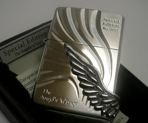 送料無料！新品正規品 レアな流通限定品 天使の羽 Angel Wings Special Edition(特別カラー版)シリアルNo刻印 paw DB1(シルバー色)ZIPPOジッポライター☆おまけメンテブラシ付き！(配送)追跡可能メール便はさらに割引き。