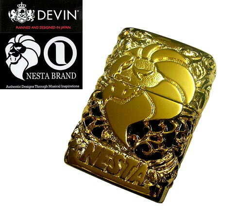 送料無料！新品正規品 NESTA(ネスタ)by DEVINオイルライターFULL-METAL-JACKET(MJBゴールド黒)☆おまけメンテブラシ付き！フリント式 フルメタル｜大同ネットＳＨＯＰ