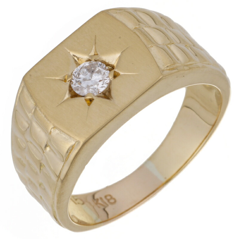 飯能本店 ノンブランド 0 15ct ダイヤモンド メンズ リング 指輪 K18黄ゴールド 14号 Dh 大黒屋質店出品 中古 送料無料 店頭受取対応品物 Non Brand 0 15ct ダイヤモンド 印台 デザイン モチーフ 店頭受取対応商品 Kossacklaw Com