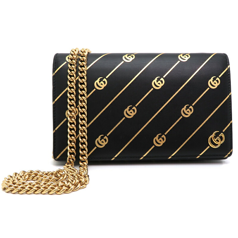 楽天市場】グッチ GUCCI ウォレットチェーン ゴールドxブラック