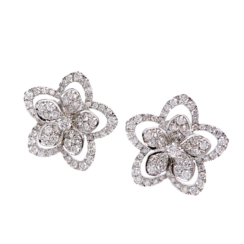 【銀座店】 グラフ 1.95ct ダイヤモンド ワイルド フラワー ラージ レディース ピアス RGE1719 750ホワイトゴールド DH87148【大黒屋質店出品】 【中古】【送料無料】【店頭受取対応商品】