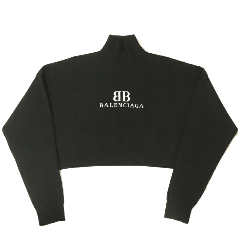 【飯能本店】 バレンシアガ #XS CROPPED ハイネック レディース ニット 818414T17251070 ウール ブラック DH87343【大黒屋質店出品】 【中古】【送料無料】【店頭受取対応商品】｜大黒屋質店