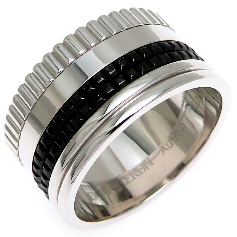 【銀座店】 ブシュロン #59 キャトル ラージ メンズ リング・指輪 750ホワイトゴールド 19号 ブラック DH87485【大黒屋質店出品】 【中古】【送料無料】【店頭受取対応商品】