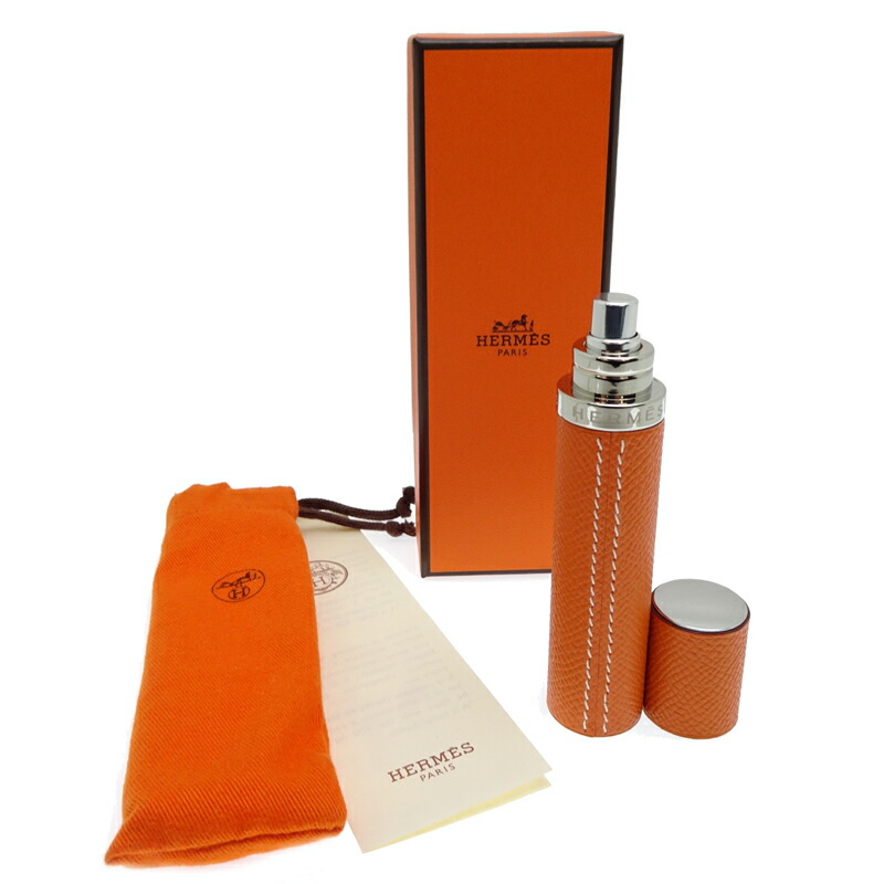 エルメス　HERMES アドマイザー　レザーオレンジ 宅送] HERMES エルメス アトマイザー 香水ケース レザー