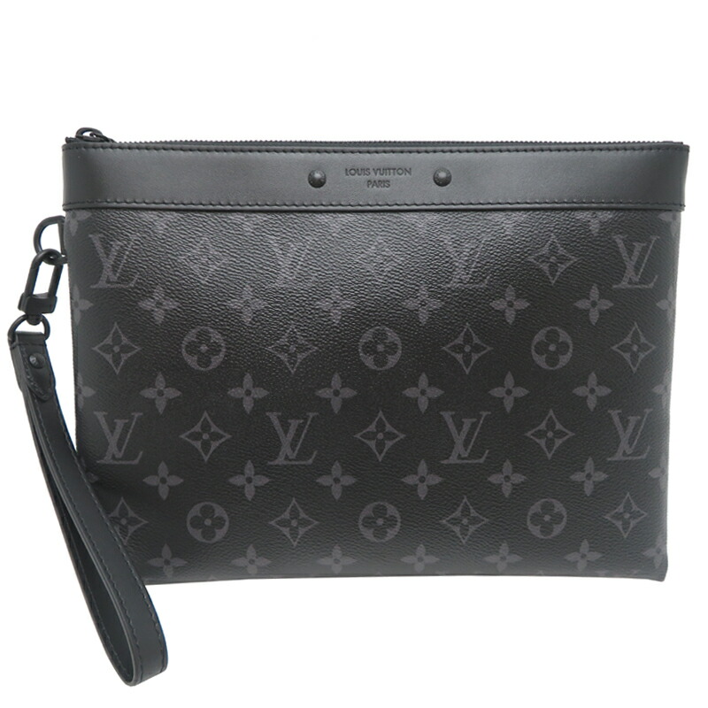 Louis Vuitton ブラック クラッチバッグ Louis Vuitton ブラック レザー クラッチバッグ - メルカリ