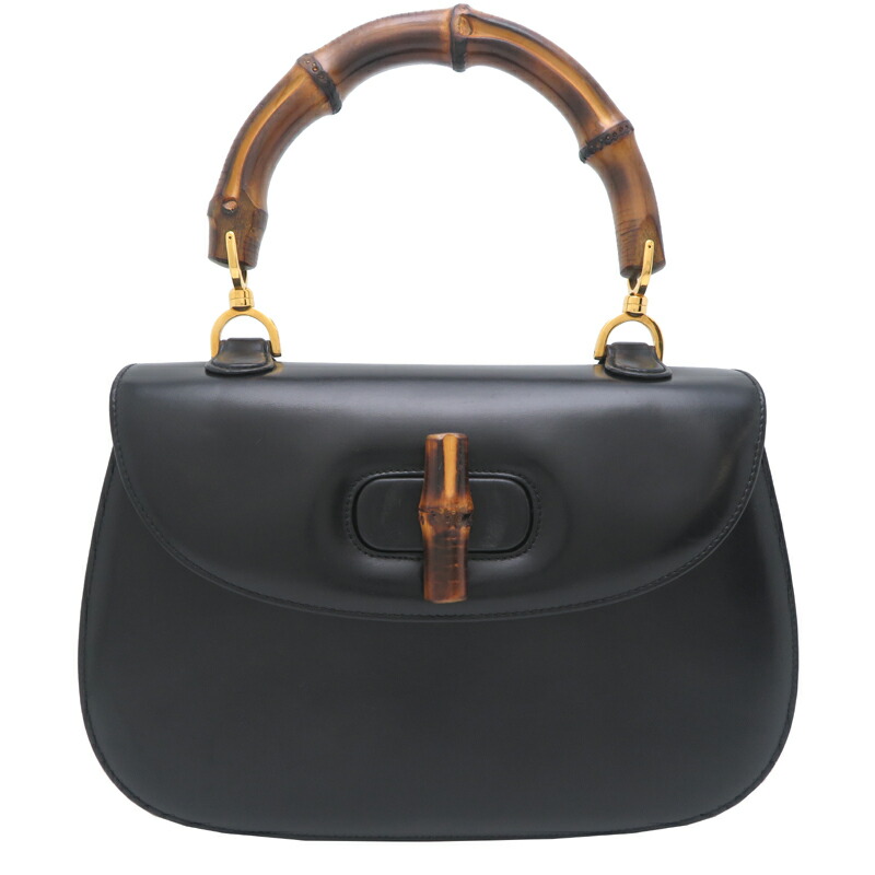 aki GUCCI バンブーレザーバッグ ブラック GUCCI グッチ バンブー ハンドバッグ ワンショルダーバッグ