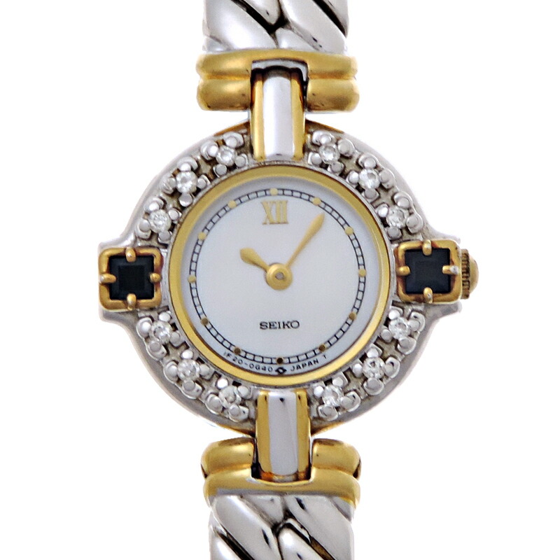 セイコー エクセリーヌ1F20-0B70レディースクオーツ ダイヤ×ルビー