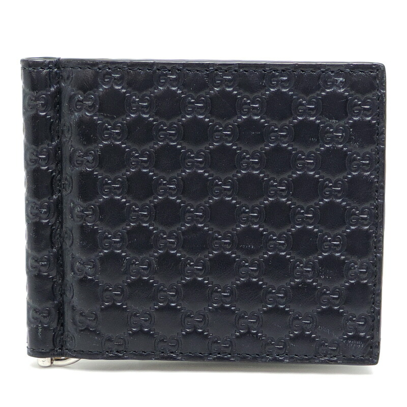 【未使用級 現行】グッチ マネークリップ シマ GG ブラック レザー 未使用級 現行】グッチ マネークリップ シマ GG ブラック レザー