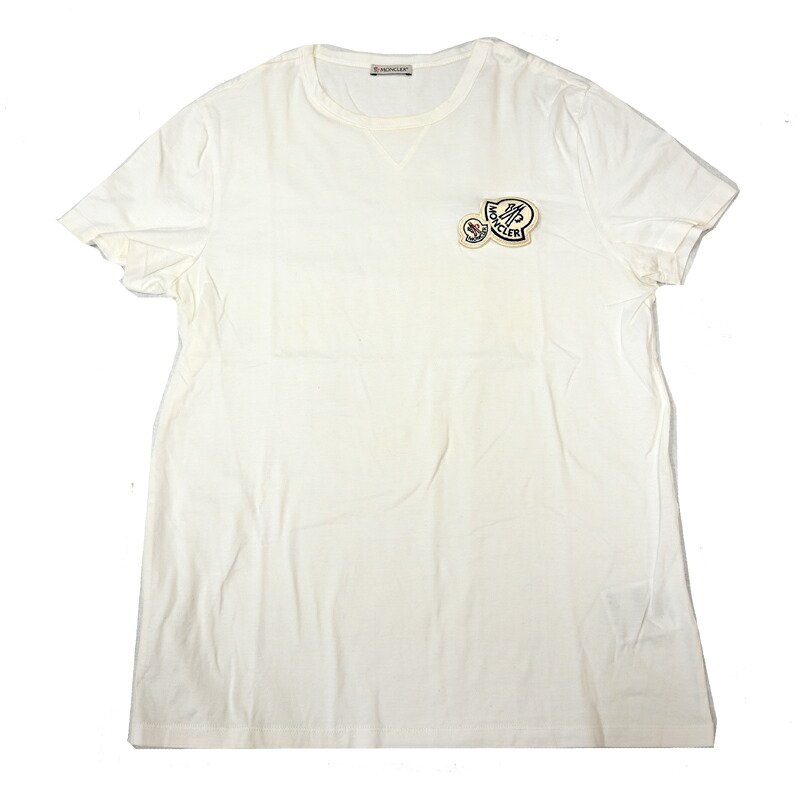 【飯能本店】 モンクレール Vネック＃M レディース 半袖Ｔシャツ コットン ホワイト DH90849【大黒屋質店出品】 【中古】【送料無料】【店頭受取対応商品】