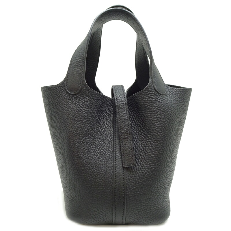 【銀座店】 エルメス ピコタンPM □I刻印 2005年製 シルバー（パラジウム）金具 レディース ハンドバッグ トリヨンクレマンス ブラック DH90895【大黒屋質店出品】 【中古】【送料無料】【店頭受取対応商品】