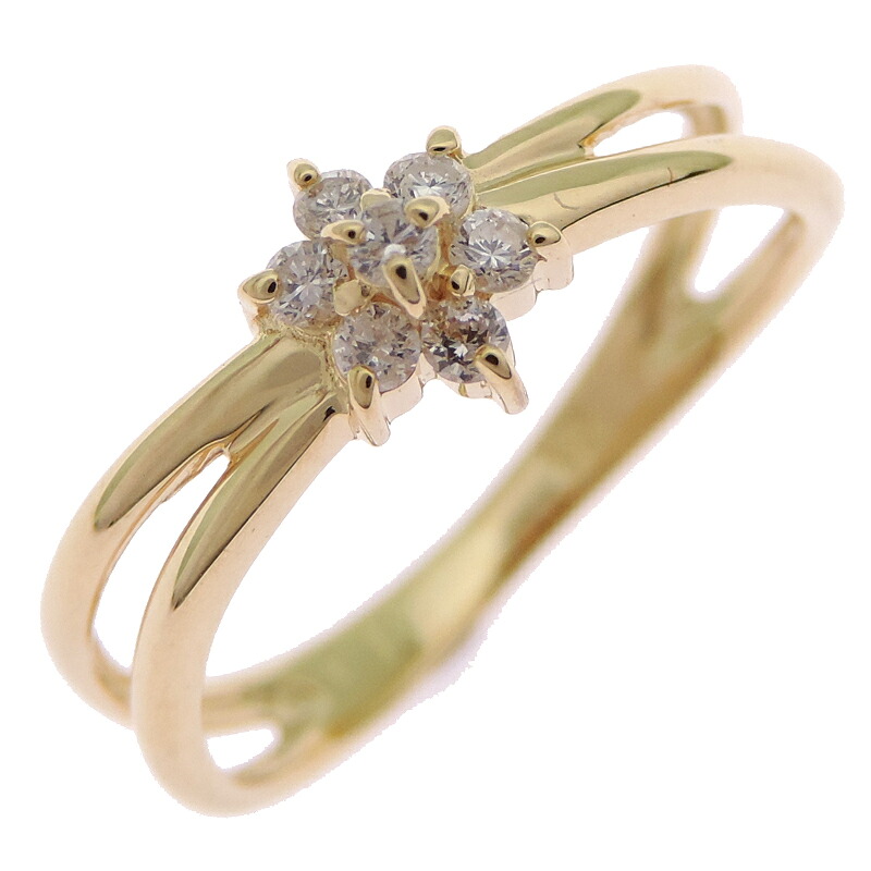 【銀座店】 ノンブランド 0.10ct ダイヤモンド レディース リング・指輪 K18イエローゴールド 7号 DH90997【大黒屋質店出品】 【中古】【送料無料】【店頭受取対応商品】 31,200円