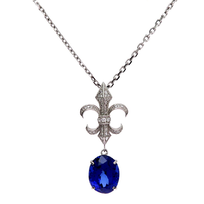 【銀座店】 ノンブランド 9.30ct タンザナイト 0.25ct ダイヤモンド レディース ネックレス Pt900プラチナ DH92352【大黒屋質店出品】 【中古】【送料無料】【店頭受取対応商品】｜大黒屋質店
