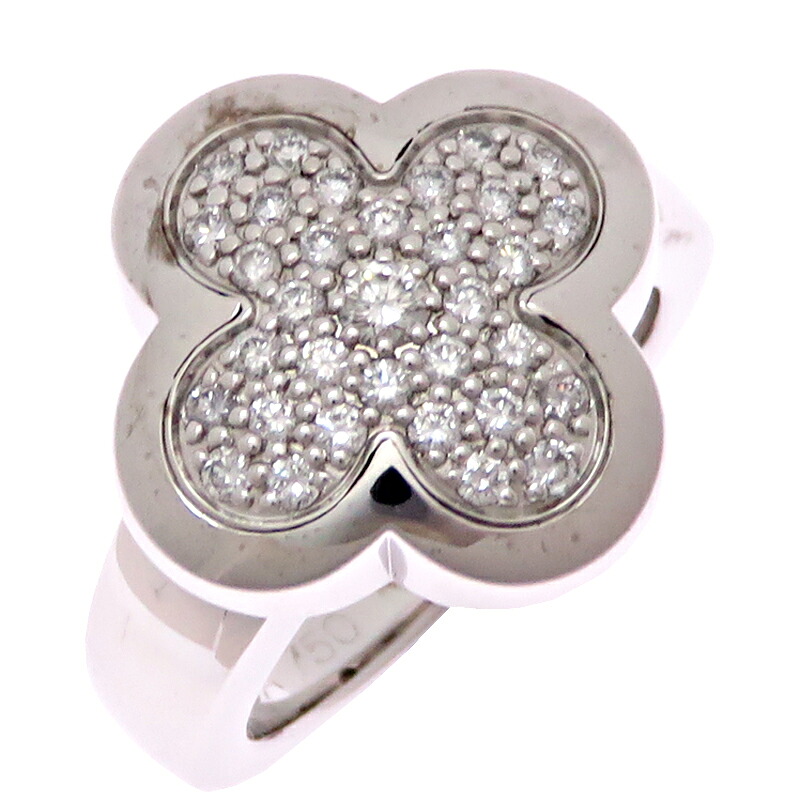 【銀座店】 ヴァンクリーフ＆アーペル ＃48 ダイヤモンド ピュア アルハンブラ レディース リング・指輪 750ホワイトゴールド 8号 DH92982【大黒屋質店出品】 【中古】【送料無料】【店頭受取対応商品】｜大黒屋質店