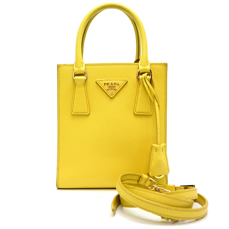 【銀座店】 プラダ ミニハンドバッグ レディース ショルダーバッグ 1BA358 サフィアーノ レザー イエロー DH93915【大黒屋質店出品】 【中古】【送料無料】【店頭受取対応商品】｜大黒屋質店