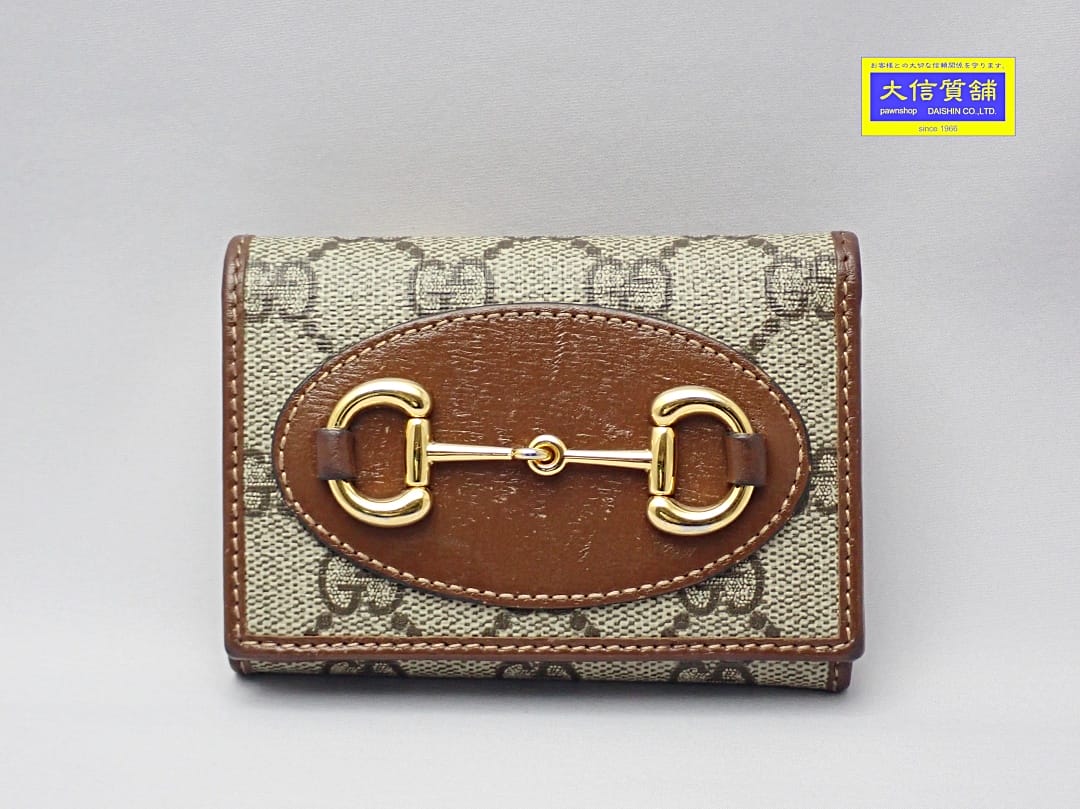 GUCCI グッチ GGスプリーム 導管ビット コンパクトウェレット 3つ折り紙入れ 644462 ベージュ 中古A-【中古】【大信質舗】【一六銀行下位区分】管理すること携帯電話：A-8767