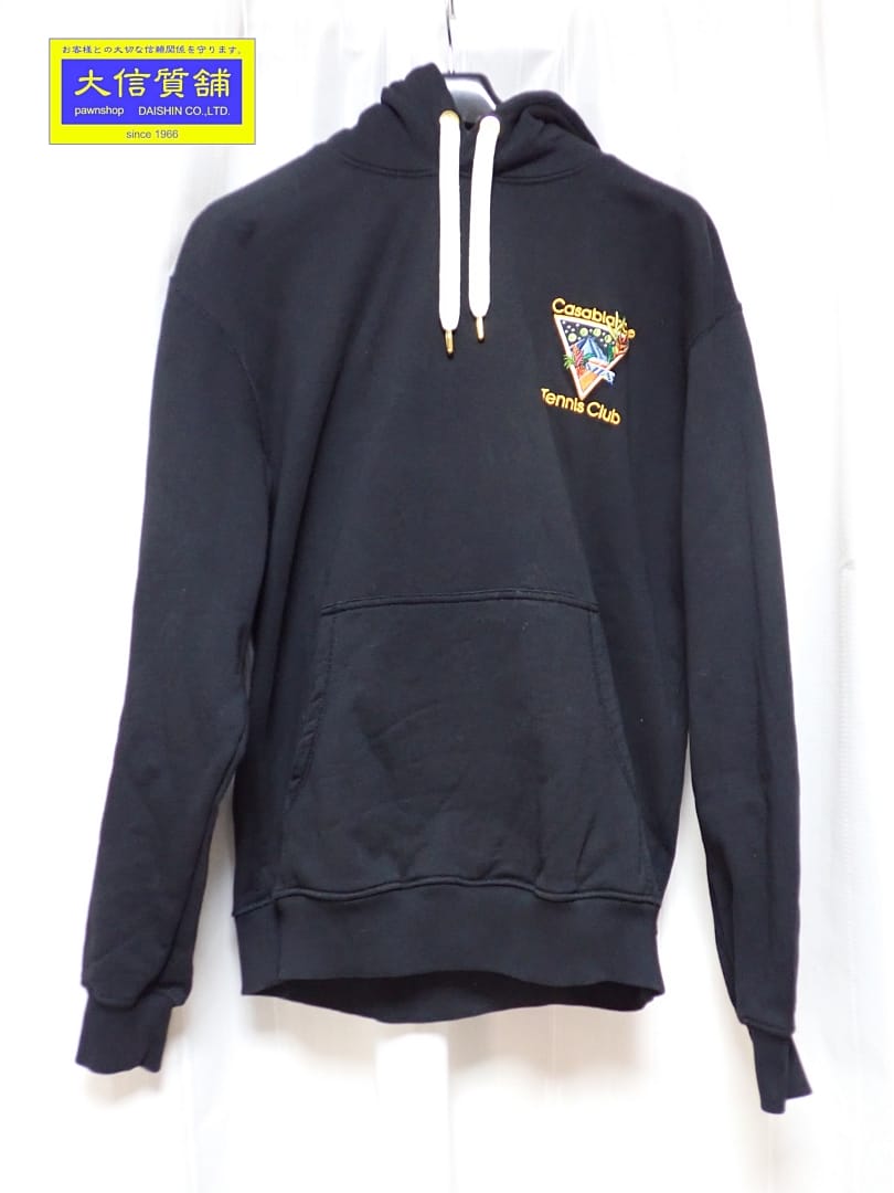 CASABLANCA TENNIS CLUB カサブランカ フーディ プルオーバーパーカー ブラック メンズ M 中古A【中古】【大信質舗】【質屋出店】管理番号：A-9010