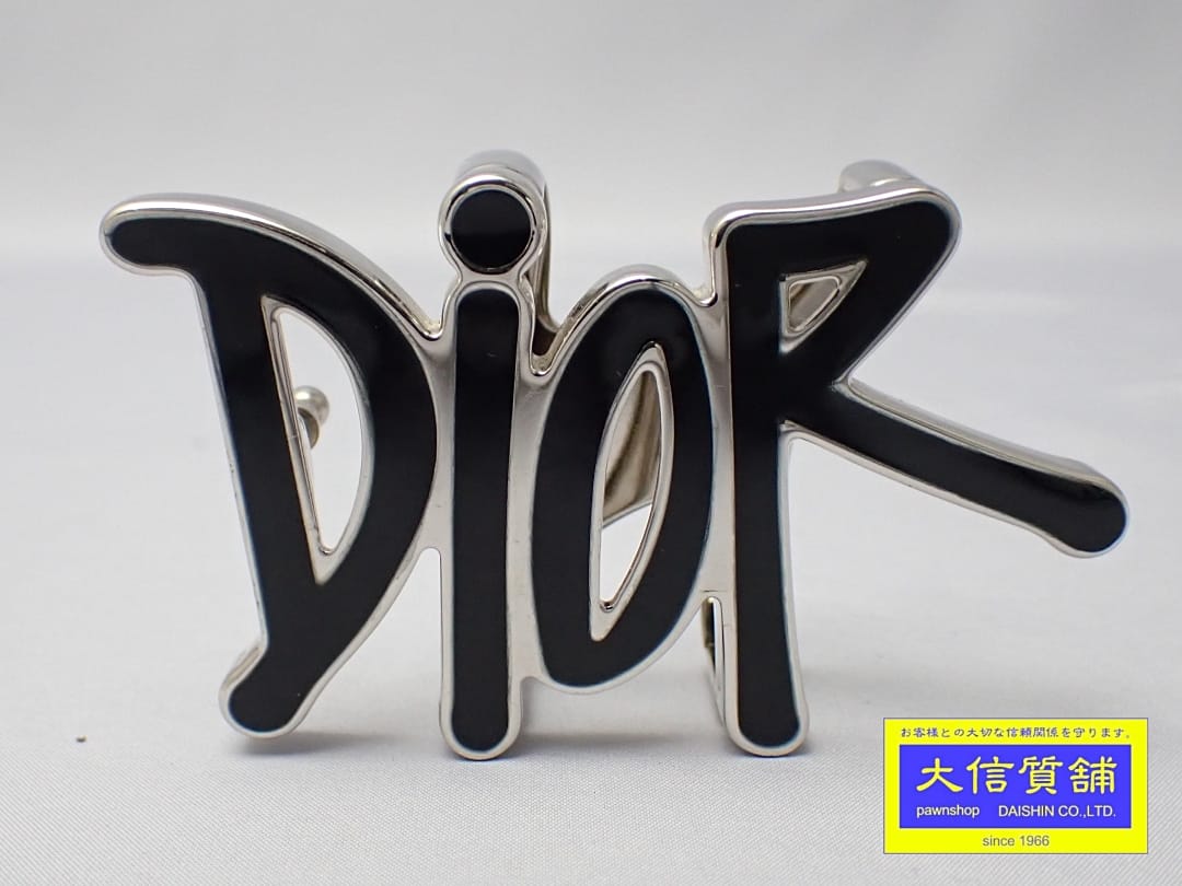 DIOR×SHAWN STUSSY クリスチャンディオール ショーン ステューシー ロゴベルトバックル 35粍 中古A-【中古】【大信質舗】【一六銀行下位区分】管理すること電話番号：A-9119