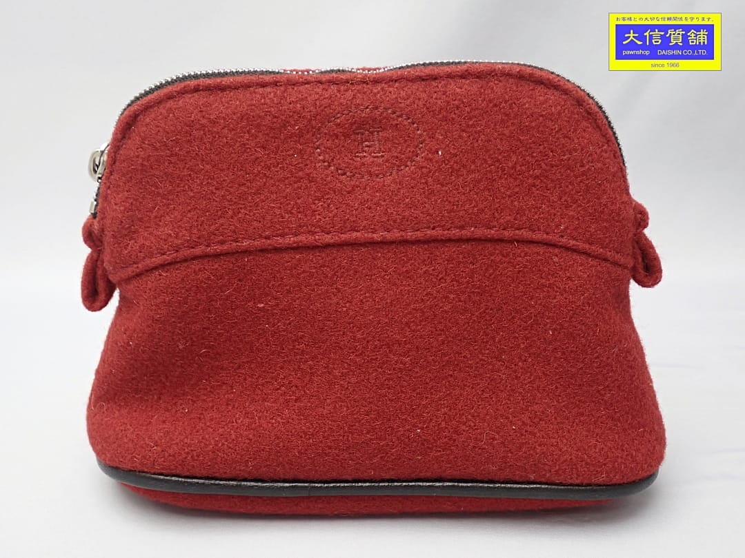 HERMES エルメス ボリード フェルト 合切袋 16珊 赤いこと 羊毛 中古B+【中古】【大信質舗】【一六銀行下位区分】管理すること電話番号：A-9213