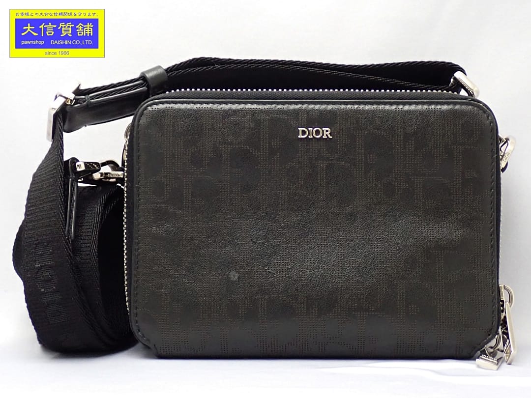 DIOR クリスチャンディオール オブ西洋葱 天の川 飛脚屋合切袋 ショルダーバッグ 黒いこと パンチングレザー 2ESBC119VPD_H03E 中古B【中古】【大信質舗】【一六銀行下位区分】管理すること携帯電話：A-9267