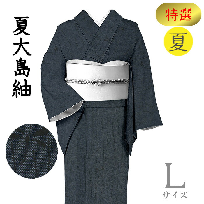 夏着物 紗紬 夏大島紬 十日町 小紋 正絹 葉文 証紙 美品 イ5451