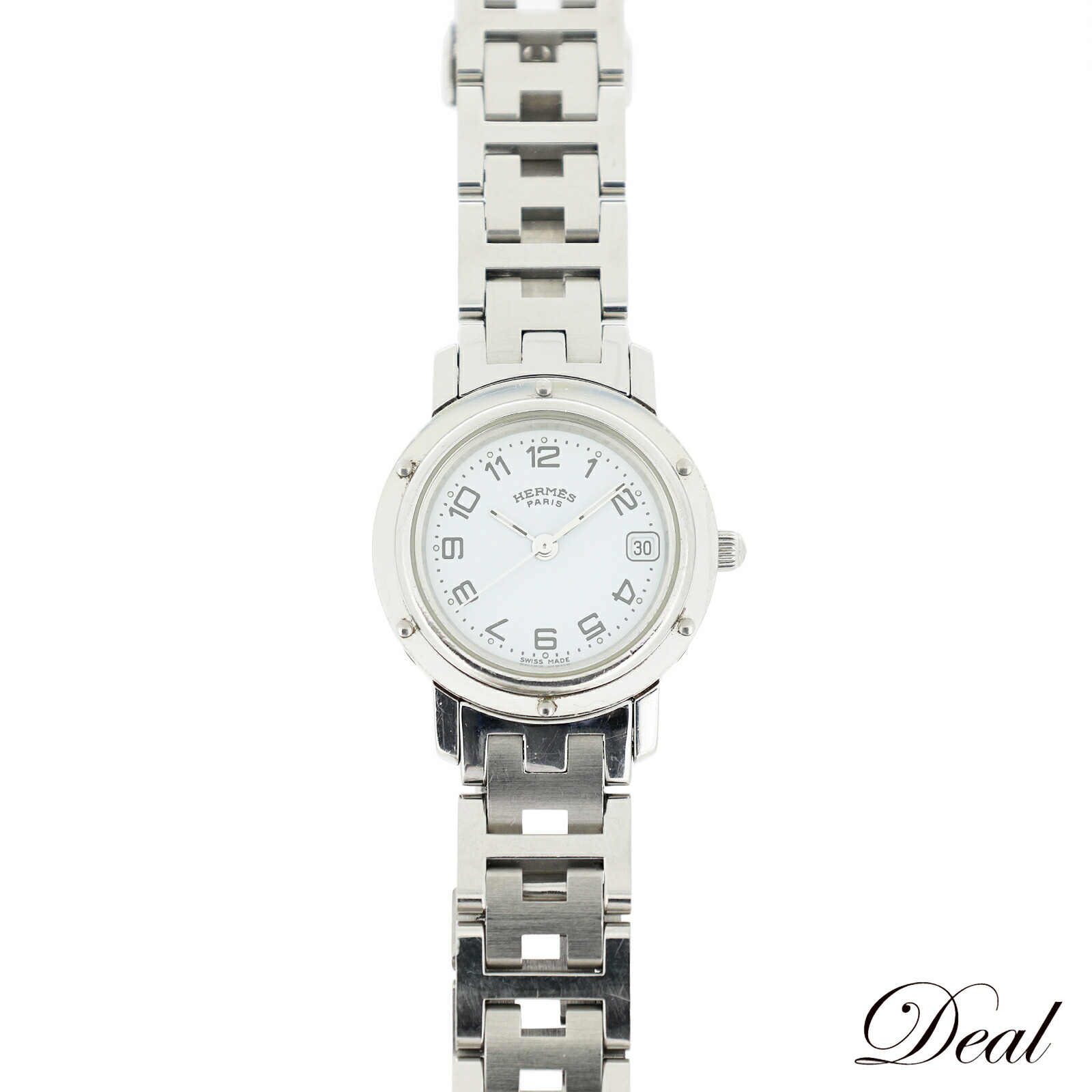 楽天市場】HERMES エルメス 腕時計 クリッパー 白文字盤 2針 デイト