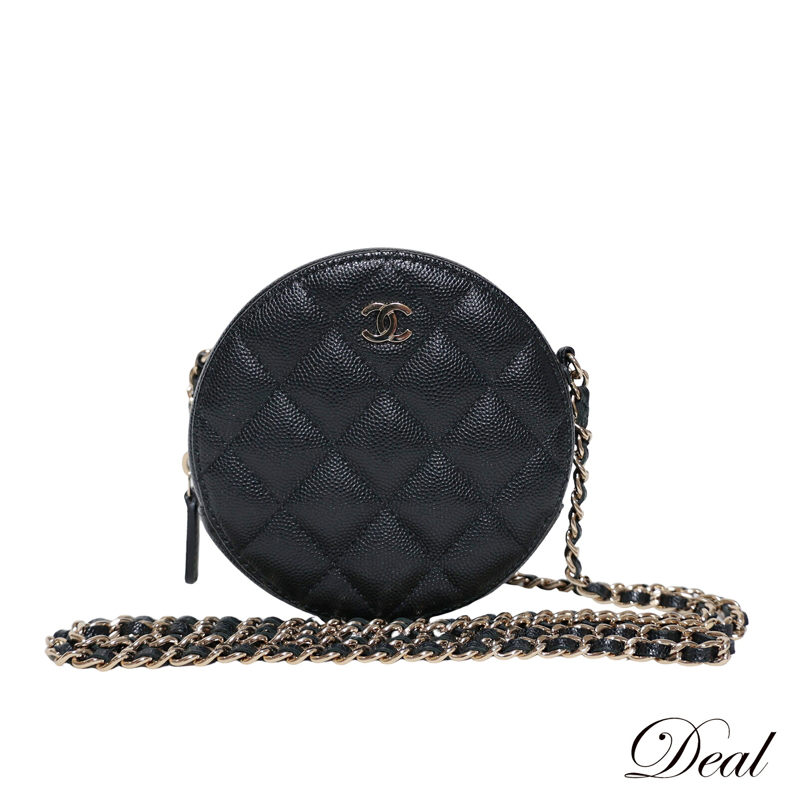 CHANEL シャネル マトラッセ ラウンド ミニ チェーン キャビアスキン ブラック レディース ショルダーバッグ