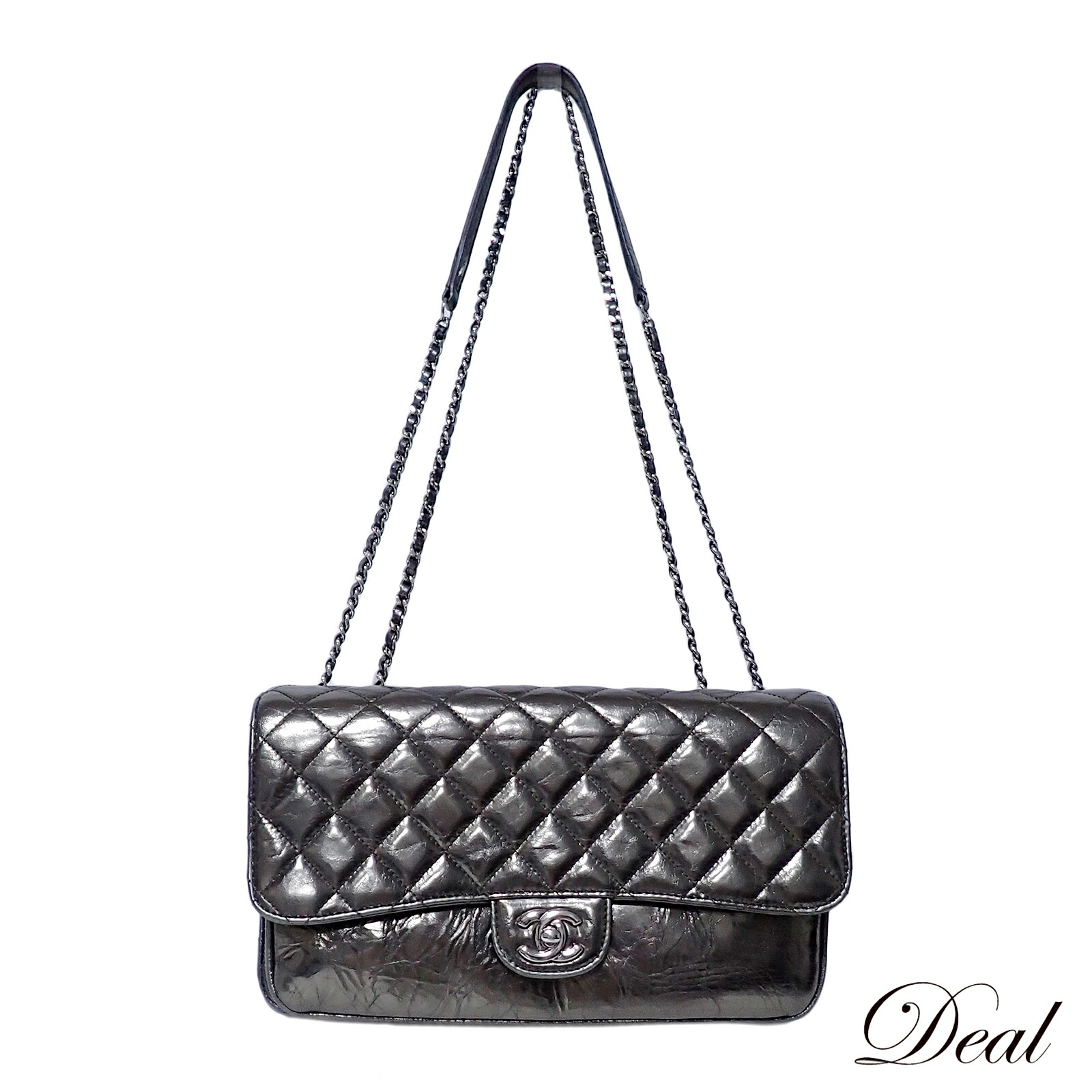 CHANEL シャネル  マトラッセ 専売特許なめし革 Wチェーン店  メタリック カーキ しろがね色金具  カーキ  レディース ショルダーバッグ ショルダーバッグ・メッセンジャーバッグ-バッグ-バッグ・小物・ブランド雑貨