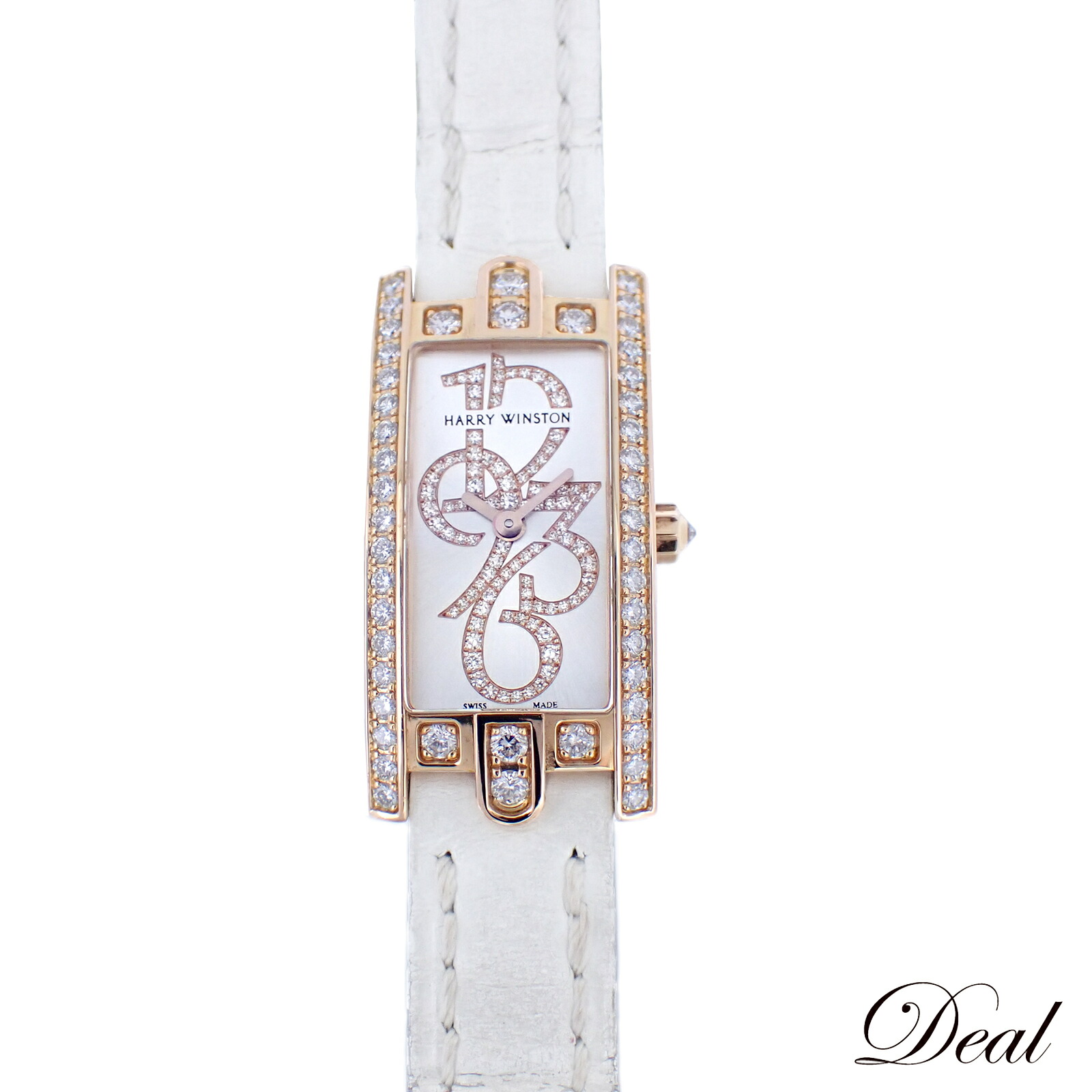 K18PG ベゼルダイヤ Harry Winston ハリーウィンストン  大通りC ミニ  332LQR  総目録金剛石  レディース ウオッチ