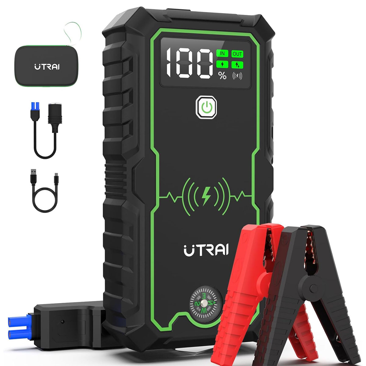 ジャンプスターター 27000mAh 6000A ワイヤレス充電 緊急脱出ハンマー付き|デジカジ 店