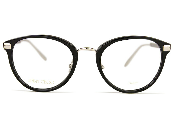 ジミーチュウ JIMMY CHOO jc220f c.807 ブラック/シルバー MADE IN ITALY 度付き 伊達 メガネ 眼鏡 めがね 新品 送料無料 51□21｜アイカフェ