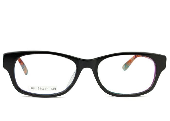 アイカフェ EYE CAFE 108 c.4 ブラック/レッド・パープル メガネ めがね 眼鏡 伊達 度付き 新品 送料無料