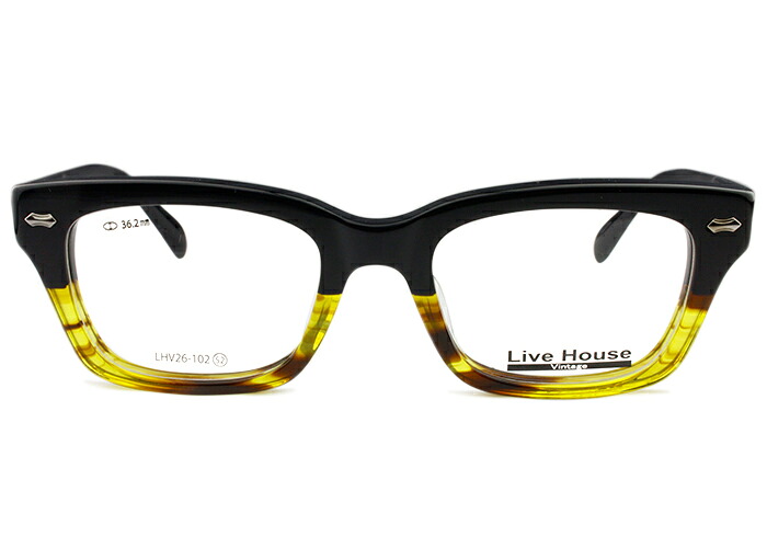 ライブハウス Live House LHV26-102 c.3 52 ブラック＆ブラウンササハーフ 太め メガネ めがね 眼鏡 メンズ レディース 新品 送料無料