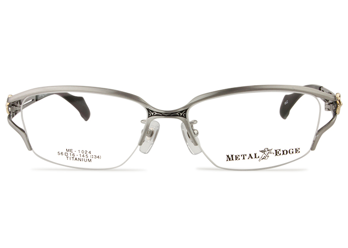 セール】！！よりかけやすいデザインのモデル 抜きを多めに配置した 度付き EDGEme-1024 METAL メタルエッジ  c.2シャーリングシルバー伊達 メガネ 眼鏡新品 眼鏡 度付き c.2シャーリングシルバー伊達 送料無料5616 me01：アイカフェ