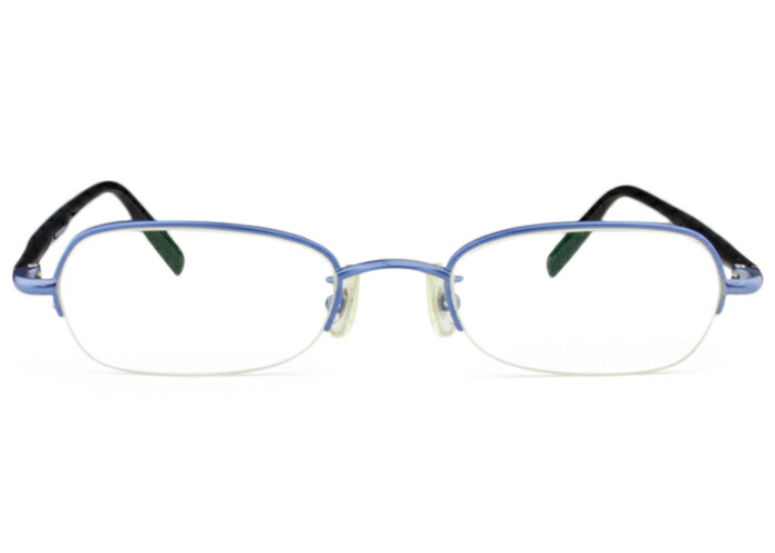 アイカフェ cr-051 c.4 ブルー r10 メガネ ナイロール ハーフリム スクエア 伊達 度付き 老眼鏡 眼鏡 メンズ レディース 新品 送料無料 シンプル