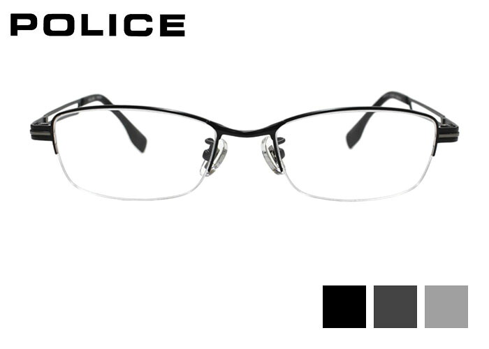 ポリス POLICE vplv74j 伊達 度付き ハーフリム ナイロール スクエア チタン メンズ レディース 老眼鏡 遠近両用 めがね メガネ 眼鏡 新品 送料無料 53サイズ｜アイカフェ 11,088円