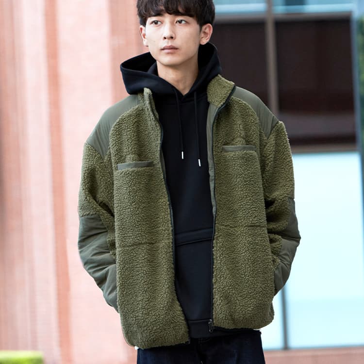 楽天市場 ジャケット メンズ リバーシブルボアジャケット アウター ブルゾン カジュアル シンプル 無地 秋服 冬服 Oj1744 全2色s L Dcollection