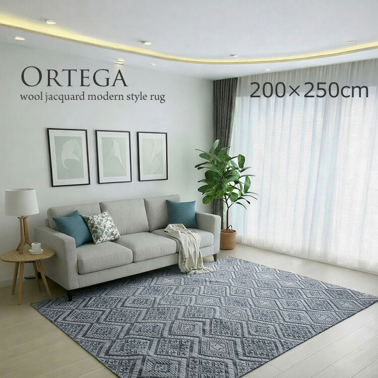 羊毛 ジャ差し固める 引っ敷き 《オルテガ Ortega 200×250糎》約3畳 バーラット製引っ敷き ールとビスコース人絹人絹の自然的な飛び切り感  ジャ差し固める織り引っ敷き アーガイルデザイン 自然的な質感 今めかしい室内装飾 北欧表現スタイル モダンラグ リビング 大判大きさ オール時節