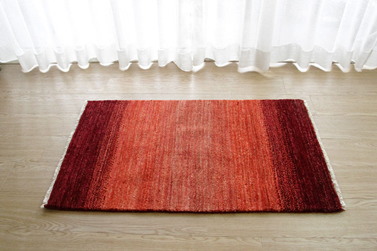 K パキスタン段通 玄関マット 130×77cm 手織り ウール100 
