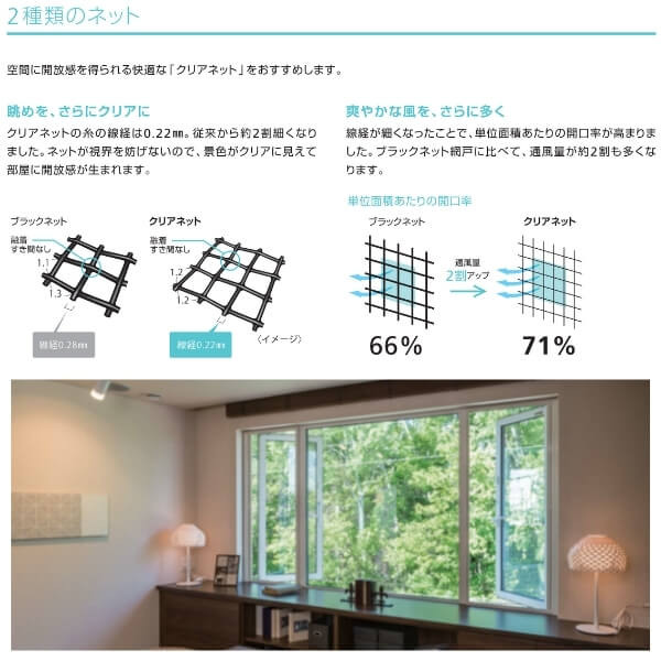 YKKAPオーダー網戸 引き違い窓用 2枚建用：[幅901〜997ミリ×高801〜900ミリ]