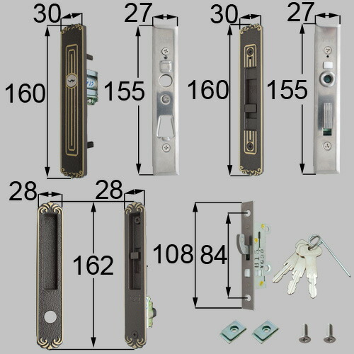 LIXIL/TOSTEM製玄関引戸(玄関引き戸)用召合錠・内錠 引手・召合せ内外錠セット L1Y41[リクシル][トステム]｜リフォームおたすけDIY店 7,966円