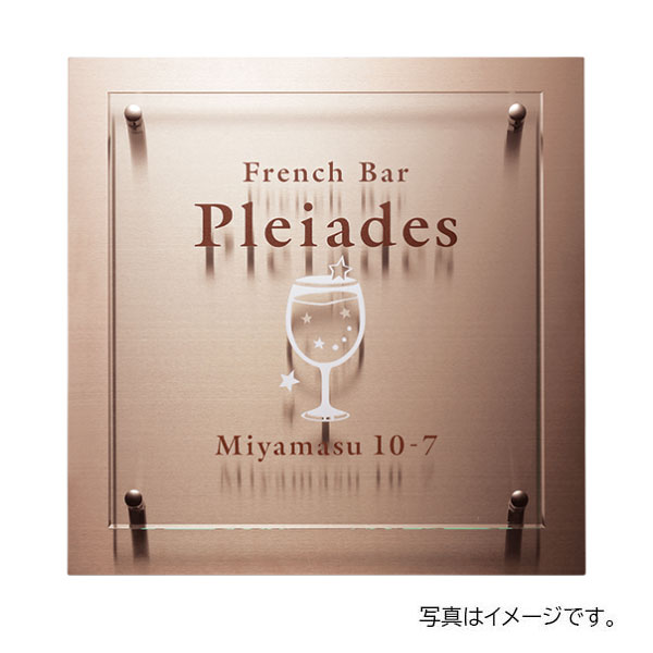 福彫 館銘板・商業サイン ガラス調アクリル&ステンレスロゼ WZ-36
