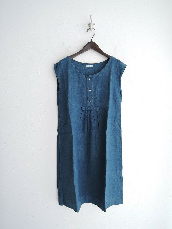 送料無料 早い者勝ち 徳島 フォグリネンワーク Fog Linen Work リネンノースリーブワンピース 61j91 高価買取中 クライマックスセール