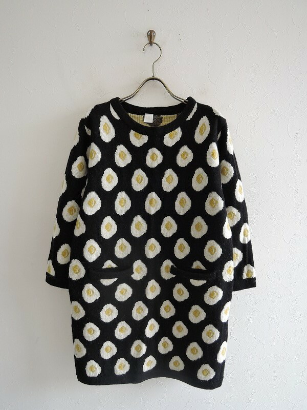 新品入荷 目玉焼きニットワンピース ミニワンピース