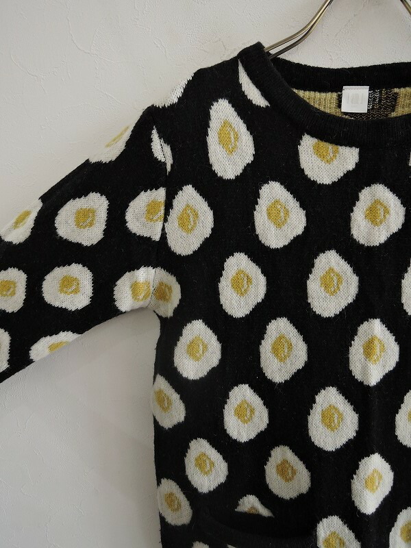 新品入荷 目玉焼きニットワンピース ミニワンピース