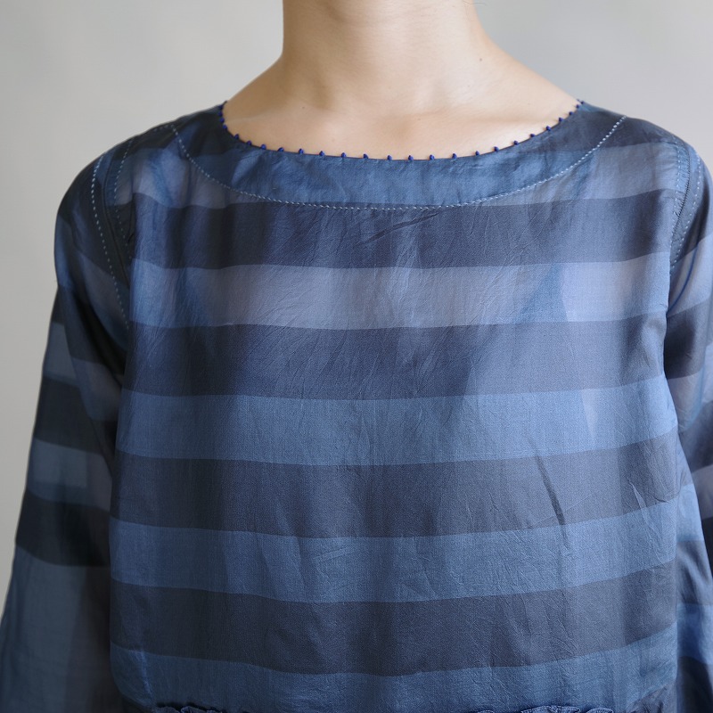 高級素材使用ブランド Silk Border Pero ペロ 新品 Dress 38 中古 12j02 高価買取中 ボーダーシルクワンピース Blue ワンピース Williamsav Com