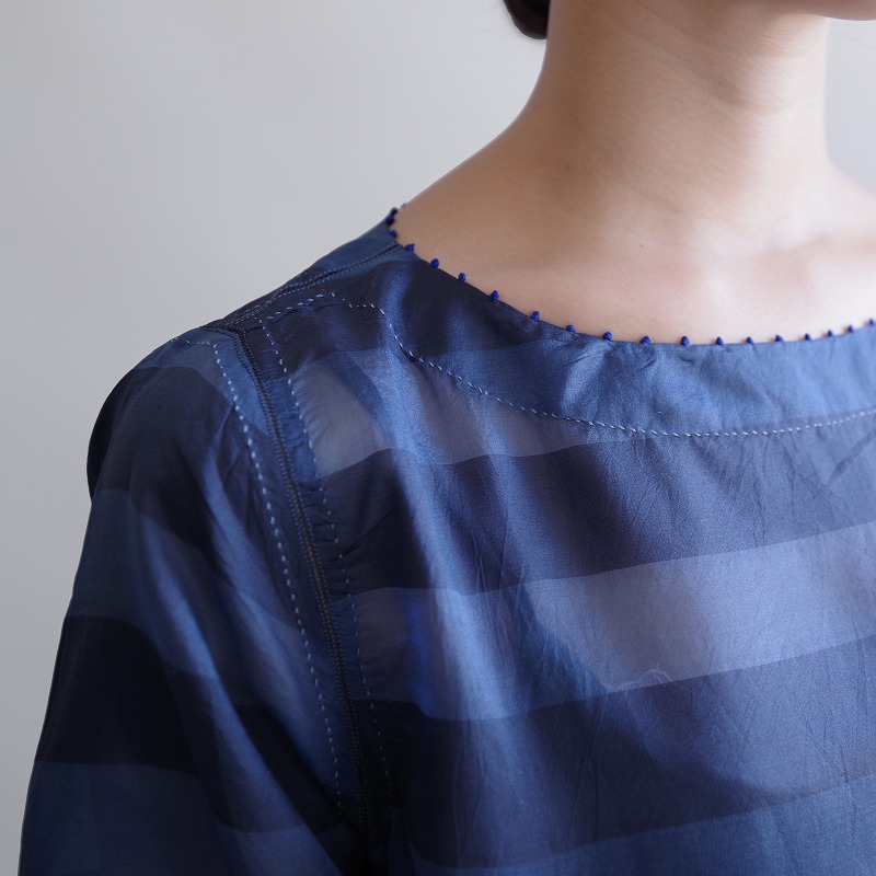 高級素材使用ブランド Silk Border Pero ペロ 新品 Dress 38 中古 12j02 高価買取中 ボーダーシルクワンピース Blue ワンピース Williamsav Com