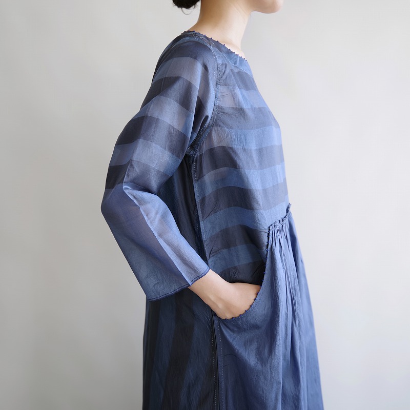 高級素材使用ブランド Silk Border Pero ペロ 新品 Dress 38 中古 12j02 高価買取中 ボーダーシルクワンピース Blue ワンピース Williamsav Com