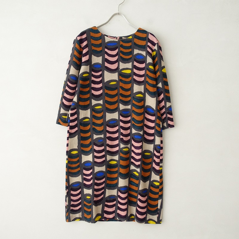 レディースファッション ワンピース 憧れ 36 中古 32b12 高価買取中 プリントカシミヤワンピース Bonbon Perhonen Mina ミナペルホネン Coloradomaternalmentalhealth Org