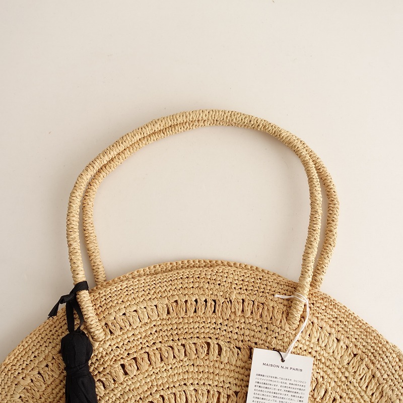 美品 メゾンエヌアッシュパリ Maison N H Paris サークルラフィアかごバッグ L ナチュラル 中古 61f12 高価買取中 Aasepticin Com